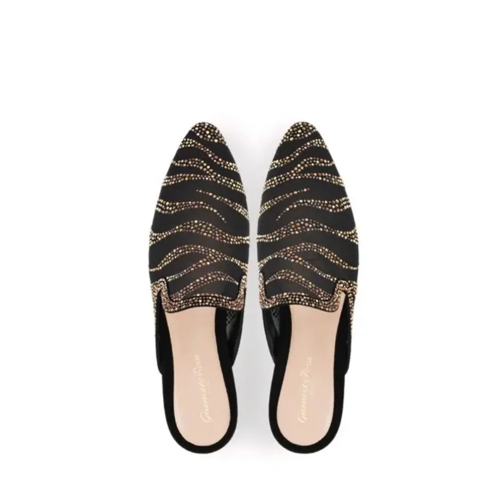 NIB GIANVITO ROSSI Raja Crystal Slide Shoe Shoes Black 8.5